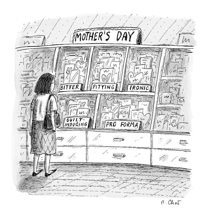 Woman looking at card section
